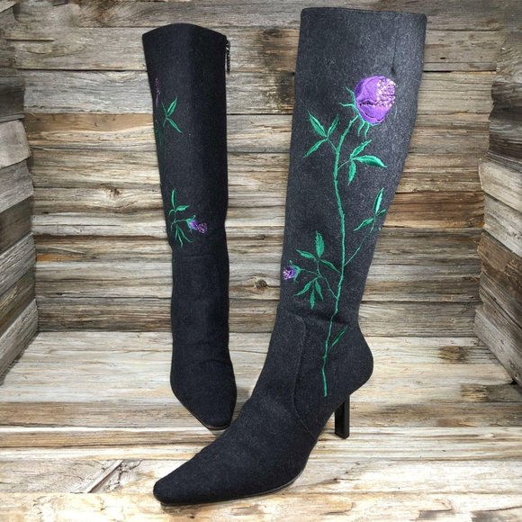 Bruno Magli Shoes - Vintage Bruno Magli Floral Purple Knee High Boots